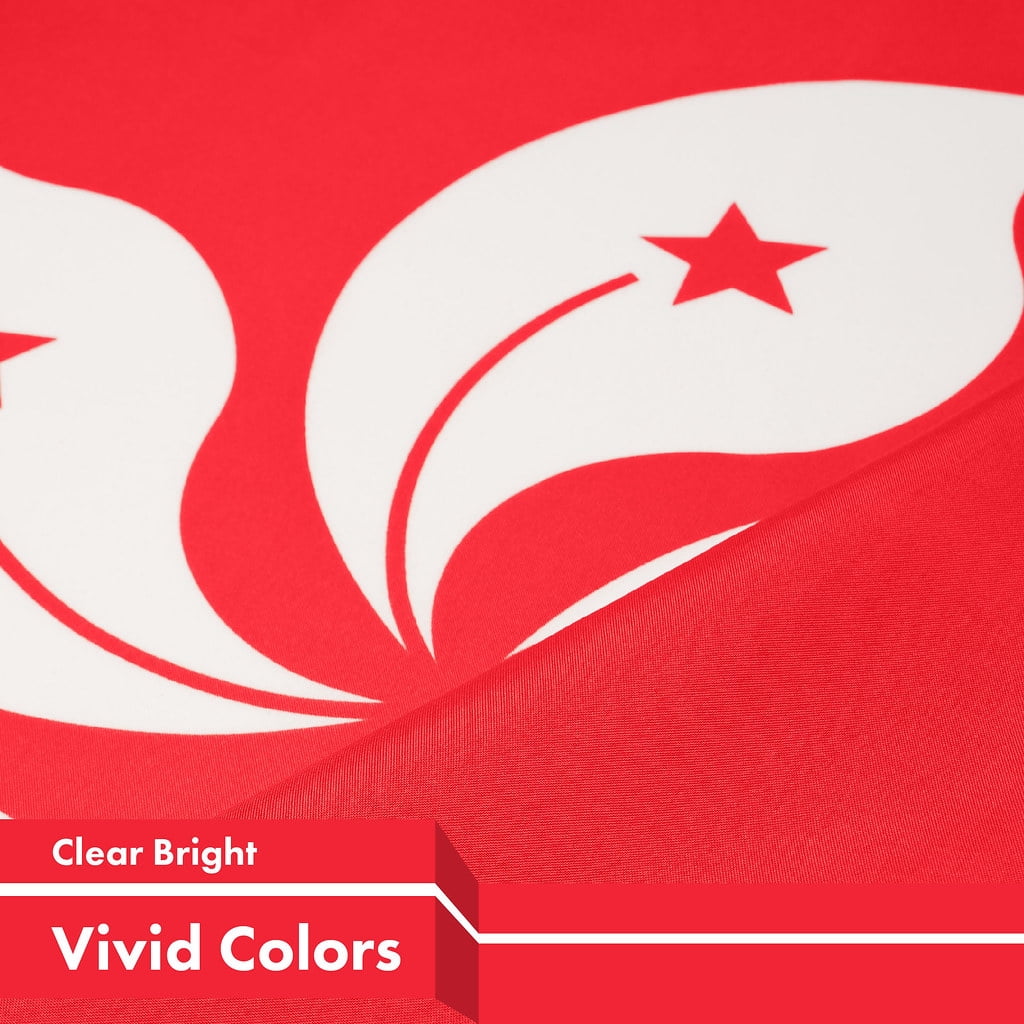 G128 Combo Pack: American USA Flag 3x5 Ft & Hong Kong Hong Konger Flag 3x5 Ft, Both Printed 150D Polyester, Indoor/Outdoor, Brass Grommets