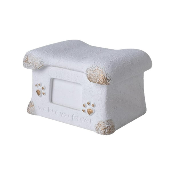 Urna de cremación con forma de hueso para mascotas, ideal para guardar objetos valiosos. Estuche de recuerdo. Blanco