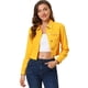 thumbnail image 1 of Chaqueta de mezclilla corta casual básica de manga larga con botones para mujer Amarillo S, 1 of 6