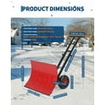 thumbnail image 2 of Heavy Duty Metal Snow Shovel with Wheels, 7-Position Adjustable Handle & Blade Angle, Rolling Snow Pusher for Driveway & Sidewalk, 2 of 7