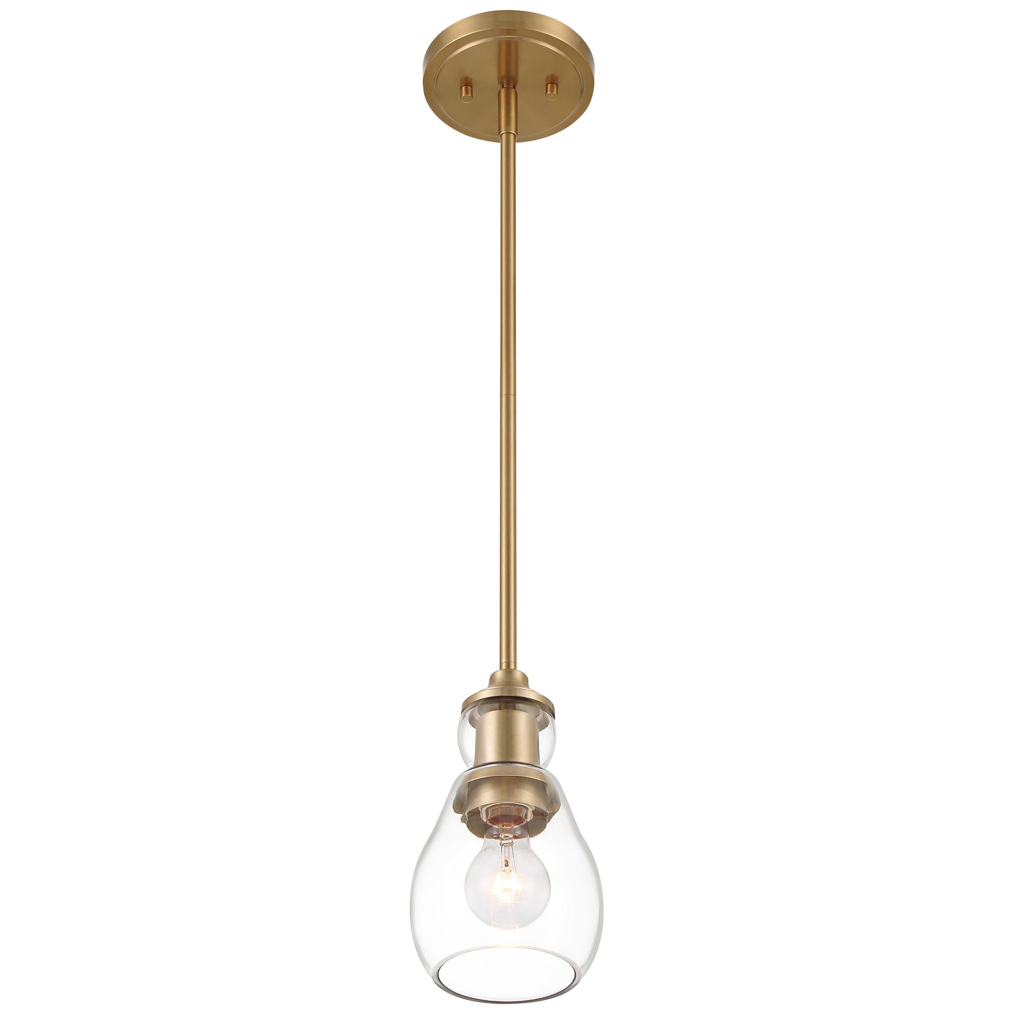 Possini Euro Design Nagano Warm Brass Mini Pendant Light 5 1/2" Wide Modern Clear Glass Fixture for Dining Room Kitchen Island