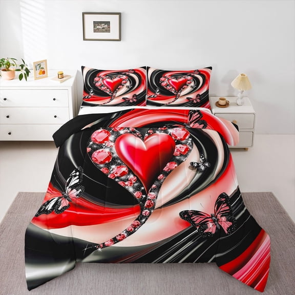 Castle Fairy Flying Butterflies Twin Comforter Sets,Love Heart Bedding Set