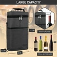 thumbnail image 3 of OPUX 2 Bottle Wine Carrier Tote, Insulated Leakproof Wine Cooler Bag, Wine Travel Bag for Picnic BYOB Beach, Portable Wine Bottle Carrying Case, Gift for Wine Lover Women Men Christmas, Charcoal Grey, 3 of 8