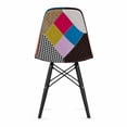 thumbnail image 4 of 2xhome - Fabric Patchwork Sam - Multi Color Side Black Dark Wood Legs Eiffel Dining Room Chair - Lounge Chair No Arm Armless Less Seat, Set of 1, 1 piece, 4 of 7