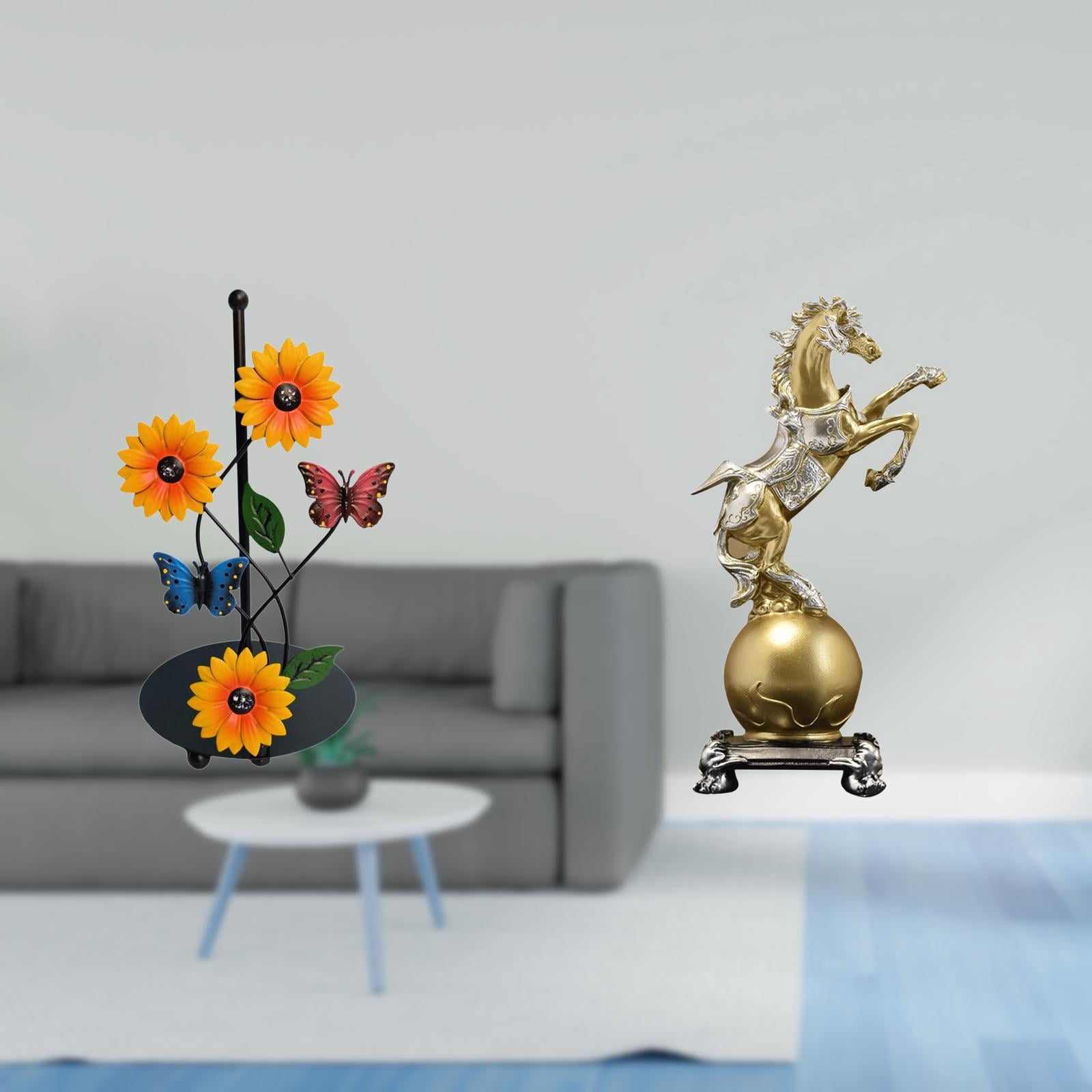 Fiocias Toilet Paper Holder Paper Towel Holder Countertop Desktop Figurine Horse Statue Shelf Iron Resin Creative Styling Suitable for Kitchen Dining Table Li