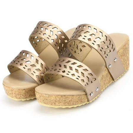 

Aayomet Women Slippers Open Sandals Breathable Hollow Out Summer Slip On Wedges Toe Beach Shoes Women s Women s Slipper Gold 8.5