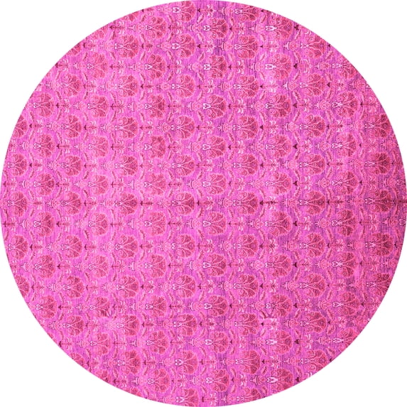 Ahgly Company Indoor Round Abstract Pink Modern Area Rugs, 4' Round