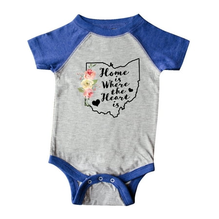 

Inktastic Ohio Home is Where the Heart is with Watercolor Floral Gift Baby Boy or Baby Girl Bodysuit