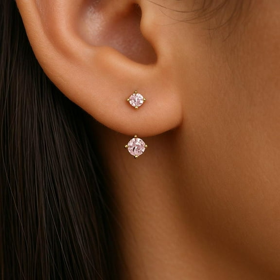 Water-Resistant 14K Gold Plated Ear Jacket Stud Earrings – 925 Sterling Silver Front Back Earrings in Gold or White Gold with Butterfly Push Back