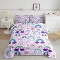 thumbnail image 1 of Erosebridal Girls Rainbow Bedding King Comforter Set, Purple Cloud Down Comforter, Cartoon Theme Decor, Reversible 3-Piece, 1 of 7