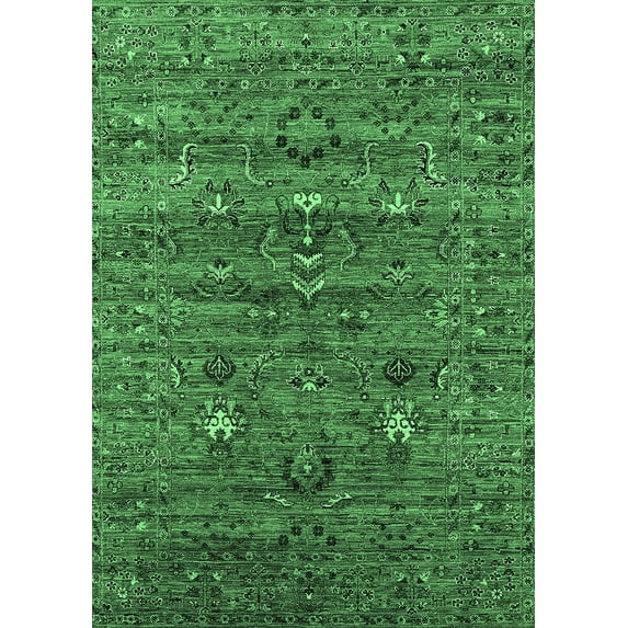 Ahgly Company Indoor Rectangle Oriental Emerald Green Industrial Area Rugs, 5' x 8'