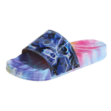 

PEASKJP Sandals Women Fashionable New Summer Indoor And Outdoor Soft Soled Flat Slippers Soft Insole for Arch Support Blue 6.5