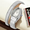 thumbnail image 5 of Stylish Women's Snake Shape Bangle Watch Unique Design Snake Coil Elegant Dress Diamond Bracelet Ladies Quartz Wristwatch with Roman Numerals Dial, 5 of 6