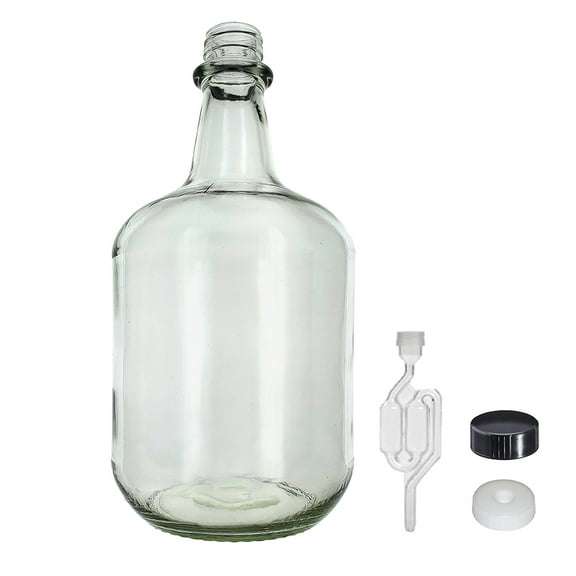 3L Jug Flint - White Cap with Hole, Twin Bubble Airlock, and Polyseal Cap