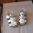 thumbnail image 4 of KPOPLK Kids Sandals Girls Summer Outdoor Non-slip Athletic Sandals Closed Toe Adjustable Sandal Lightweight Shoes for Toddler/Little Kid(Silver,13.5), 4 of 8