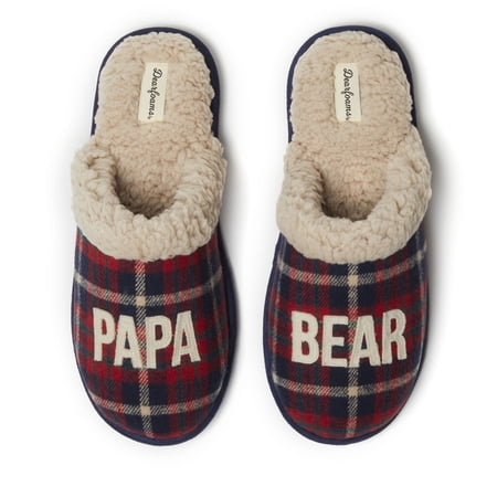 Dearfoams Men's Papa Bear Plaid Dad Scuff Slipper
