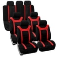 thumbnail image 1 of FH Group Housse de Siège de Voiture Fourgonnette 7 Places de Sport Rouge et Noire Compatible avec Coussin Gonflable et Banc Séparé, Ensemble Complet, 1 of 5