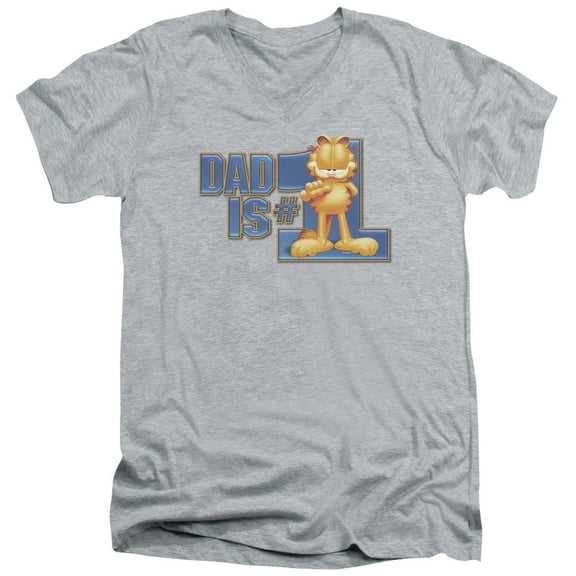 Garfield - Dad Is Number One - Slim Fit V Neck Shirt - Small
