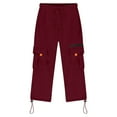 thumbnail image 4 of Fancifize Kids Cargo Pants Drawstring Elastic Waist Sweatpant Casual Loose Jogger Pants School Athletic Outdoor Trousers Clothes for Girls Boys, 4 of 5