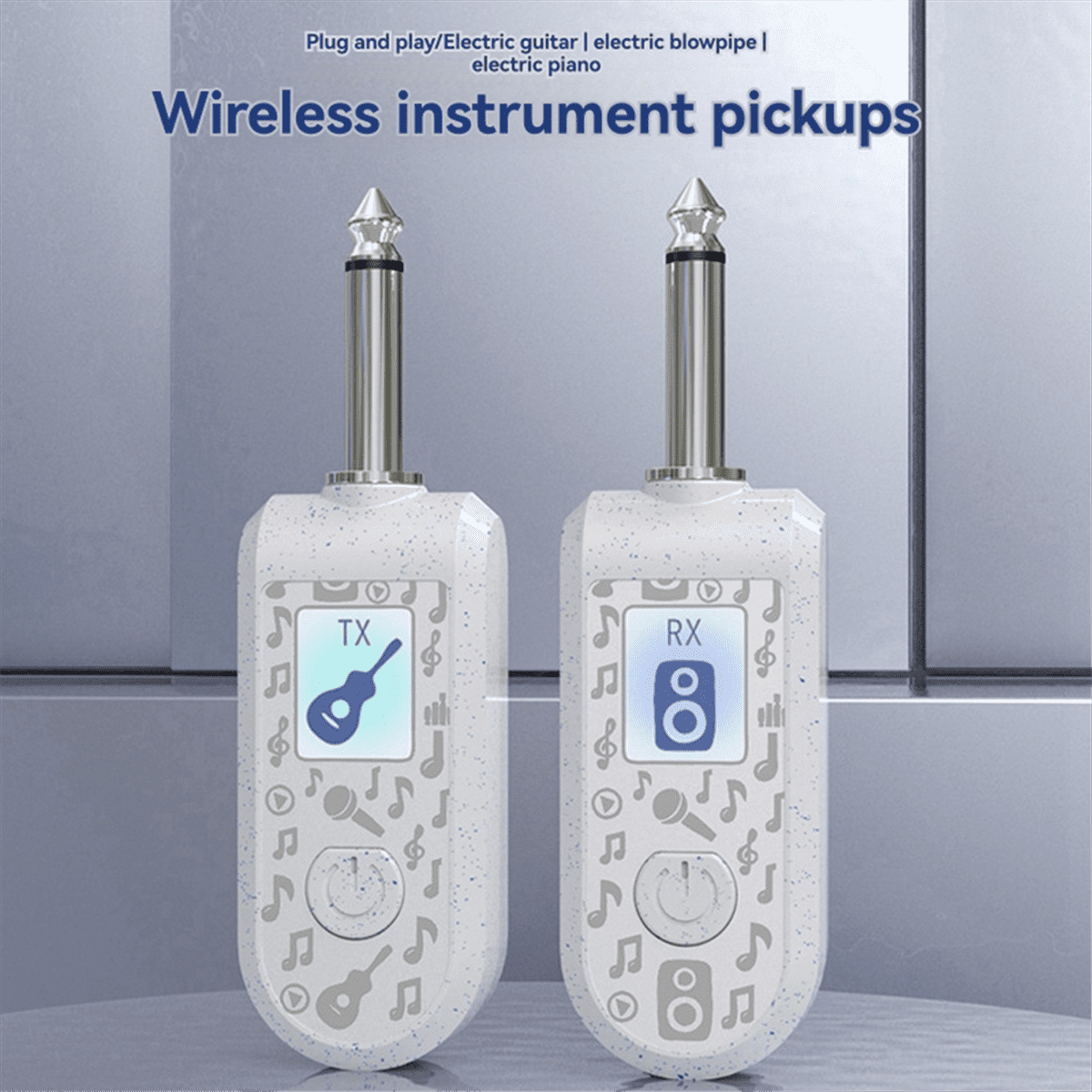 2.4G Wireless Instrument Pickup Guitar Transmitter Receiver Plug Play for 6.35mm Audio Interface Electric Instruments A,1 x Receiver 2 x Transmitter 1 x Charging Cable,White