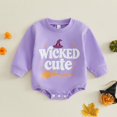 thumbnail image 2 of Krdevn Baby Halloween Long Sleeve Bodysuit Wicked Cute Witch Hat Broom Print Soft Romper Newborn Holiday Outfit,6-12 Months, 2 of 6