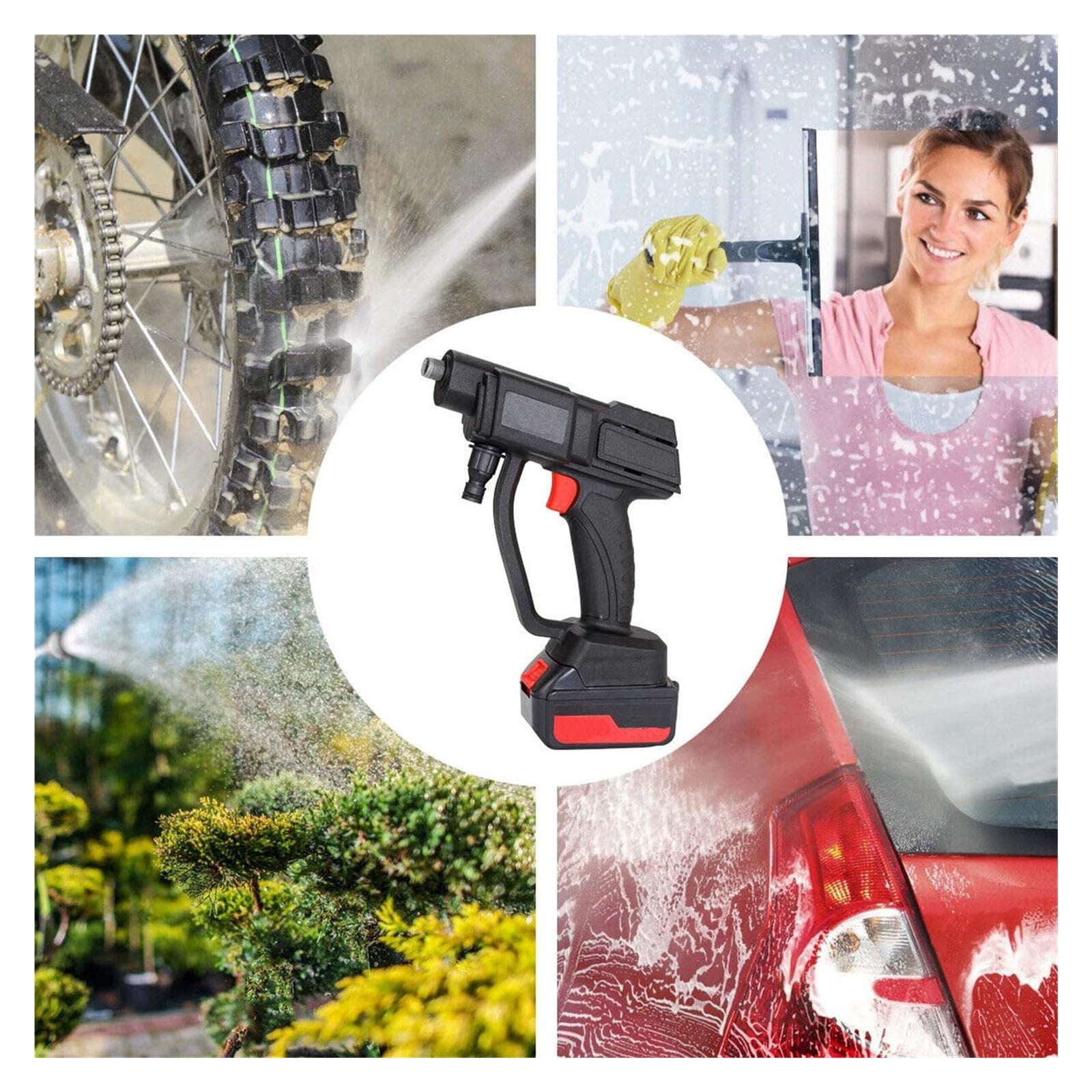 Cordless High Pressure Washer, Cordless Portable High Pressure Spray Water Gun, Battery Operated Pressure Washer, Short Handle Pressure Washer Gun For Home Use With Hose And Spray Gun