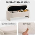 thumbnail image 4 of Storage Bench with Lamb Fleece Fabric, Upholstered Ottoman with Spacious Hidden Storage for Bedroom, Living Room, Entryway, No Assembly Required, Beige, 4 of 14