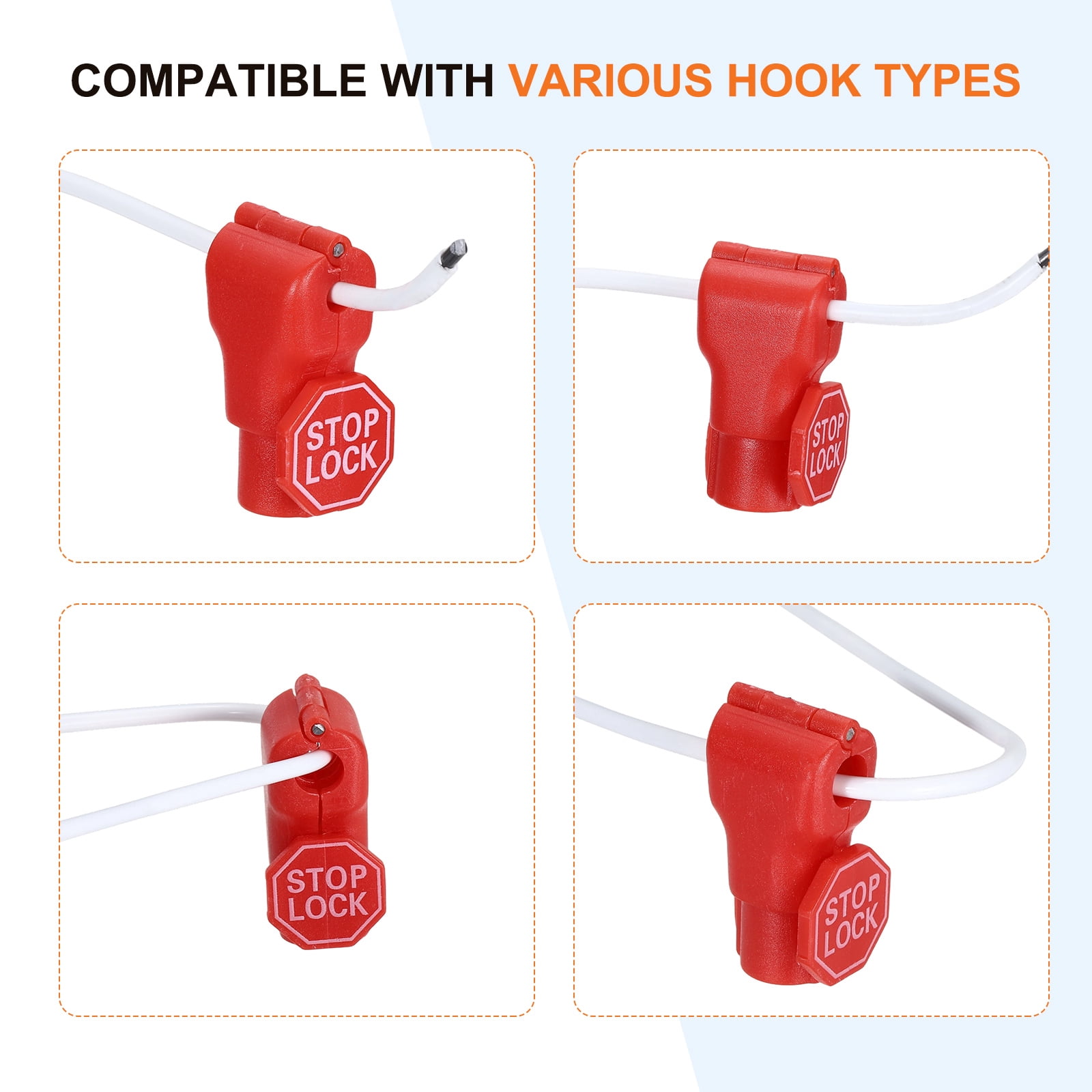 Uxcell 50Pcs Peg Hook Locks (7mm) PC Magnet Anti-Theft Pegboard Display Hook Locks Security Red Stop Tools, Fits Retail Shop/Shopping Center/Garage Tools, Red