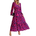 thumbnail image 2 of Zshosam Women's 2024 Fall Dresses Elegant Wedding Guest Dress Long Sleeve Floral Dress Flowy Long Dress(Hot Pink,XXL), 2 of 8