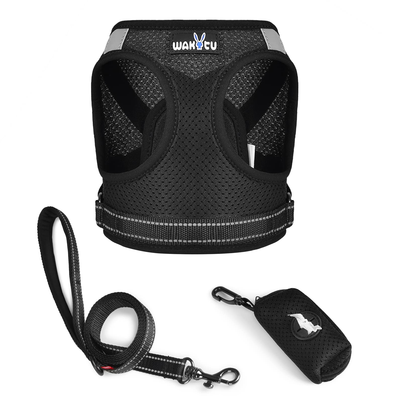 Wakytu Breathable Dog Harness Set with Phone Label, Stepin Adjustable