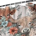 thumbnail image 3 of Lightgray Highland Cow Flower Pattern Shower Curtain 72"x84" ,Bathroom Decorative Shower Curtains Set with 12 Hooks,Modern Waterproof Washable Shower Curtain, 3 of 6