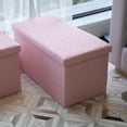 thumbnail image 5 of PINPLUS 30" Folding Storage Ottoman Bench, Faux Leather Footstool for Living Room,Toy Chest for Gril, Pink, 5 of 10