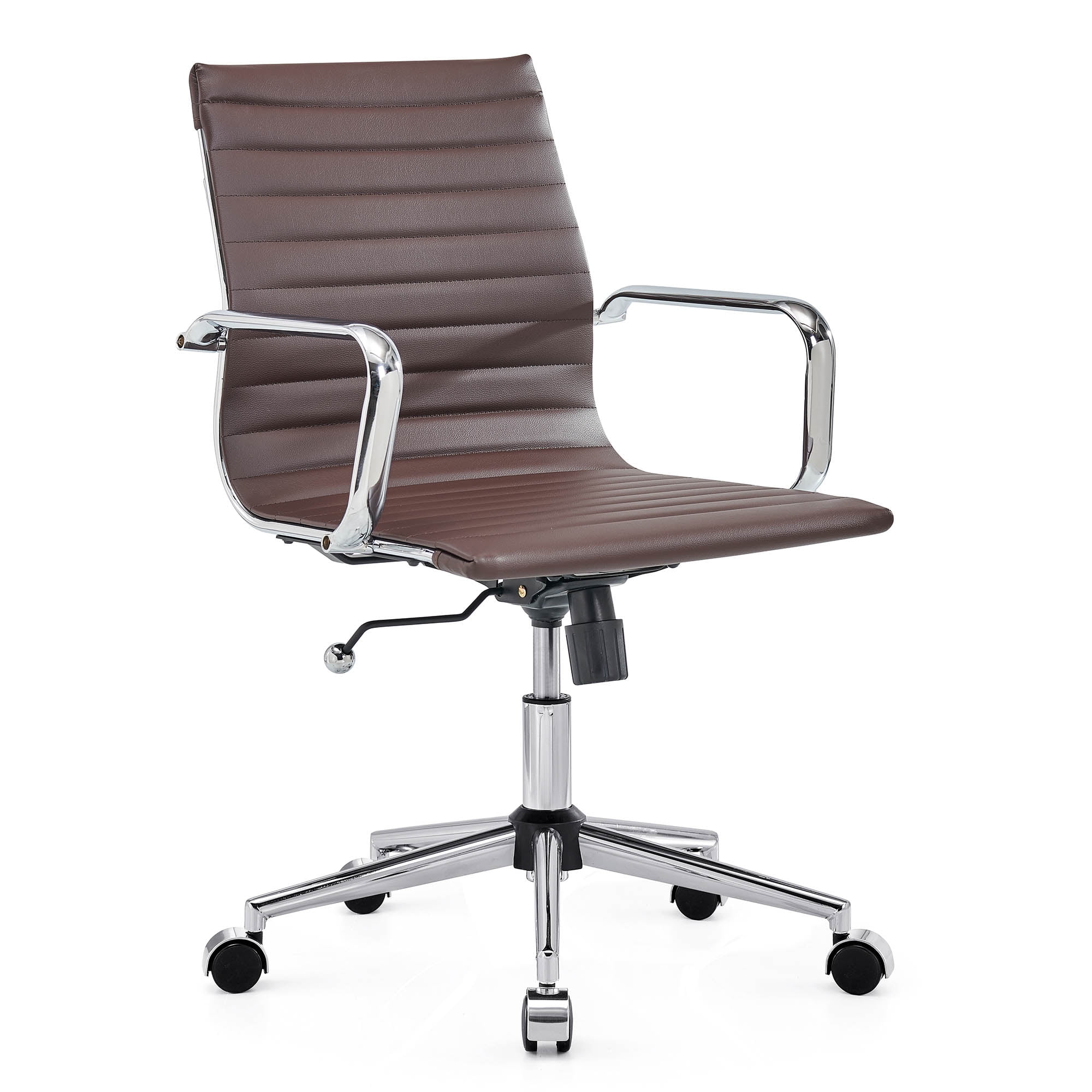 LUXMOD Mid Back Home Office Desk Chair Task Chair with Armrest Swivel Chair in Durable Vegan Leather Ergonomic Desk Chair for Extra Back and Lumbar Support