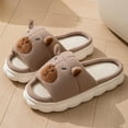 thumbnail image 2 of CHUMUD Cute House Linen Slippers - Women's Cartoon Animal Shape Memory Foam Home Slippers, Open Toe Breathable Indoor Slippers, 2 of 5