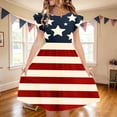thumbnail image 2 of Odeerbi Kids Teen Girls Independence Day A-Line Ruffled Dress Summer Patriotic Star Stripe Round Neck Casual Dress with Pockets, 2 of 8