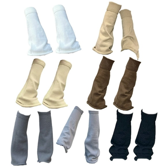 harmtty 1 Pair Autumn Winter Women Leg Warmers Solid Color Wide Leg Medium Tube Japan Style Knitted Leg Socks for Daily Wear,Dark Gray