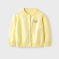 thumbnail image 2 of CYRBOKO Toddler Girl's Sweaters, Knit Cotton Comfy Long Sleeve Fall Cardigans Yellow Size 3-4 T, 2 of 7