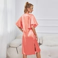 thumbnail image 5 of XBASW Women Satin Nightgowns Short Sleeve Ice Silk Sleepwear V Neck Pajamas Dresses Summer Nightdress S-XL, 5 of 12