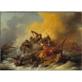 thumbnail image 3 of Philippe-Jacques de Loutherbourg 24x18 Black Modern Framed Museum Art Print Titled - Battle at Sea Between Soldiers and Oriental Pirates (1767), 3 of 5