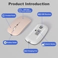 thumbnail image 7 of SANPTENT LED Wireless Mouse, Slim Rechargeable Silent Mouse, 2.4G Portable USB Optical Computer Mice with USB Receiver - Pink, 7 of 7