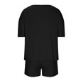 thumbnail image 3 of Womens Summer Trendy 2 Piece Outfits Short Sleeve V Neck T Shirts Drawstring Shorts Knit Ribbed Lounge Pajamas Sets, 3 of 5