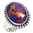 thumbnail image 1 of 925 Silver Ring For Women - Men Copper Purple Turquoise Stone Silver Ring Size 12.5 Costume Silver Ring Size 12.5 Gift For Girl Friend On Halloween 925 Gemstone Silver Jewelry, 1 of 6