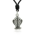 thumbnail image 1 of Fish Couple 92.5 Sterling Silver Charm Necklace Pendant Jewelry With Cotton Cord, 1 of 1