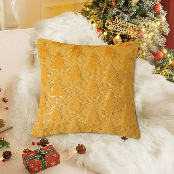 Funda de cojín decorativa navideña con copos de nieve | Funda de cojín para sofá cama de 45 x 45 cm | Decoración festiva para sala de estar y dormitorio
