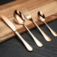 thumbnail image 4 of LHNFT Rose Gold Ware Set, Stainless Steel 24 Piece Flatware Set for 6, Cutlery Utensils Set Include Knife/Fork/Spoon Service for 6, Mirror Polished and Dishwasher Safe, 4 of 6