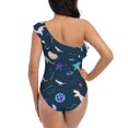 thumbnail image 5 of Sikiie Space Dinosaur Print Women One Piece Swimsuits Tummy Control One Shoulder Bathing Suits Ruffle Swimwear, From S to XXL-XX-Large, 5 of 6