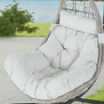 thumbnail image 2 of Ulax Furniture Indoor/Outdoor Wicker Hanging Basket Swing Chair Hammock Tear Drop Chair with Stand (Beige), 2 of 9