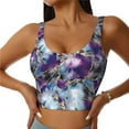 thumbnail image 2 of Lsque Purple Marble Texture Printed Women'S Sports Bra, Compression, Moisture Wicking, High-Impact Sports Bra For Women,Supportive sports bra-, 2 of 9