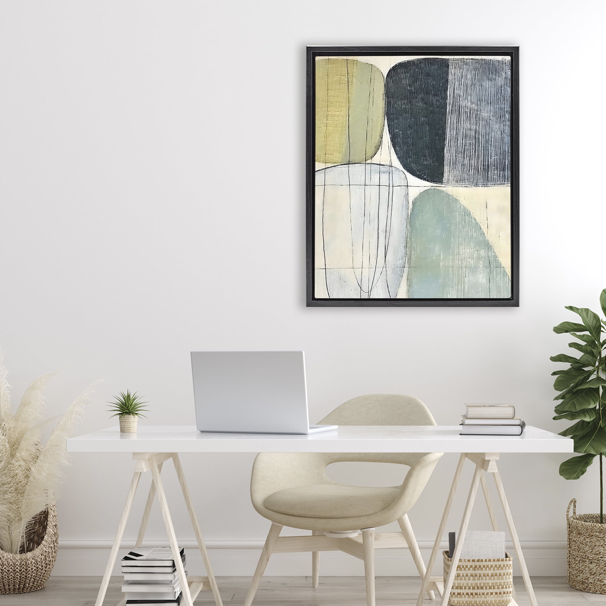 Stupell Industries Modern Organic Composition Black Framed Floater Canvas Wall Art, design by Riley B