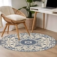 thumbnail image 4 of Round Rugs 4Ft, Blue Boho Round Area Rug Washable Indoor Throw Carpet, Rustic Southwestern Ethnic Geometric Soft Non Slip Circle Rug for Kitchen Nursery Room Home Decor Aesthetic, 4 of 8